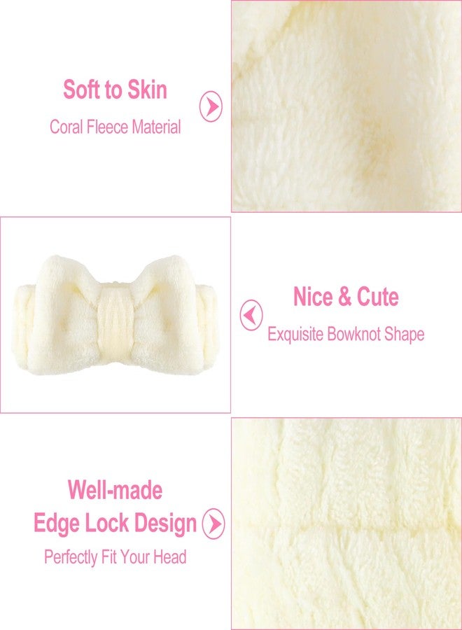 Ondder Spa Skincare Headband for Women - Pink & Beige Bow Design, Makeup & Face Wash Hair Band,8 Pack - Image 2